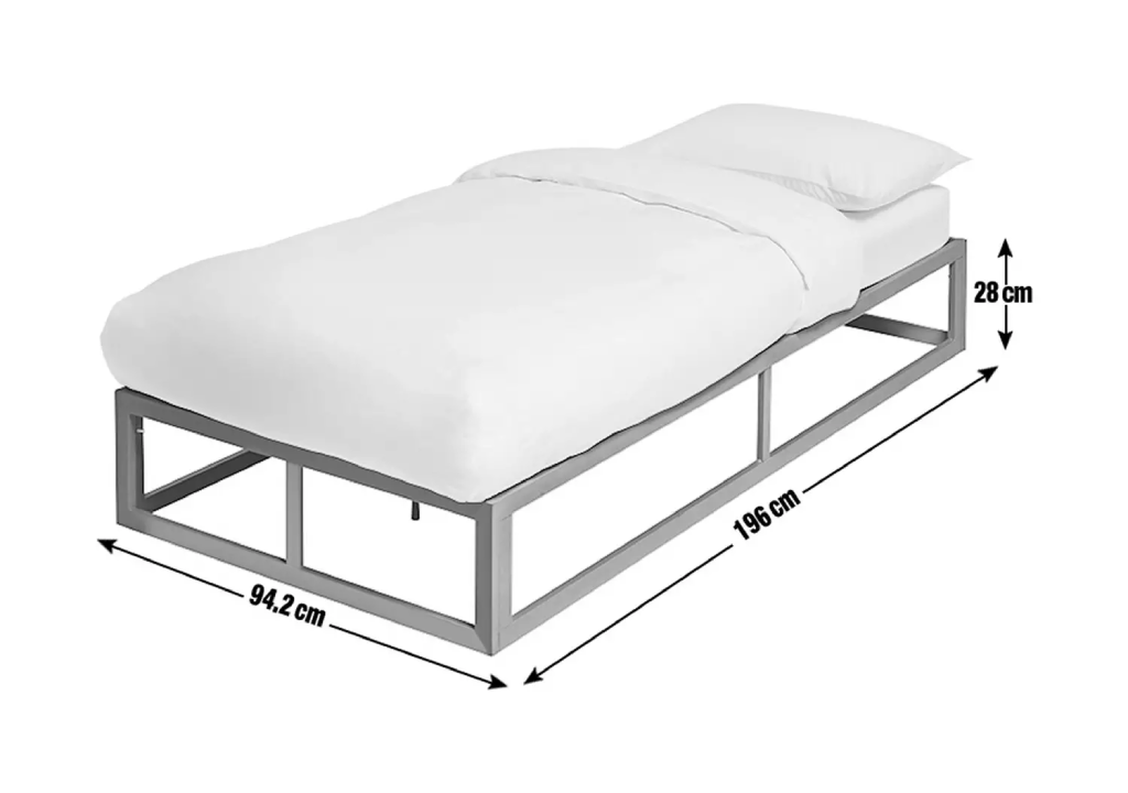 Platform Single Metal Bed Frame - White (B-Grade)