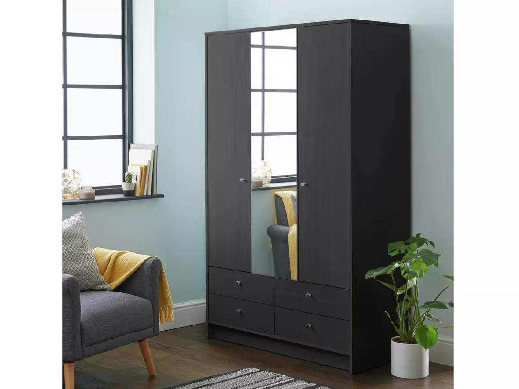 Malibu 3 Dr 4 Drawer Mirror Wardrobe