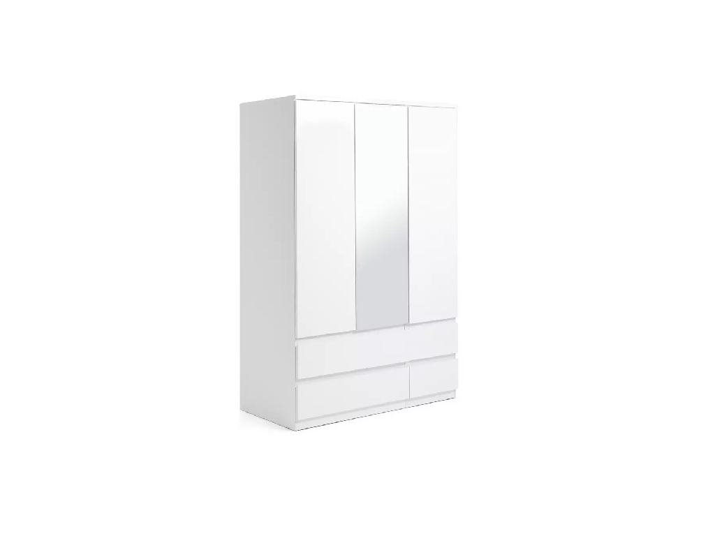 Home Jenson 3 Door 4 Drawer Mirror Wardrobe - White Gloss