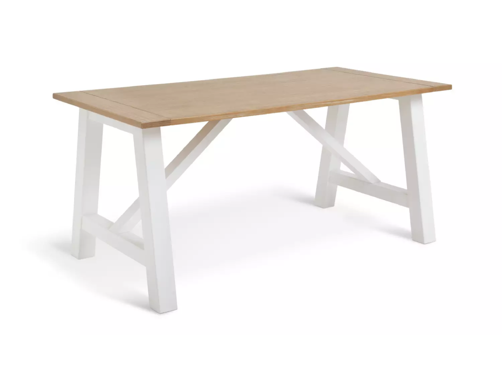 Habitat Burford White Dining Table & 2 White Benches