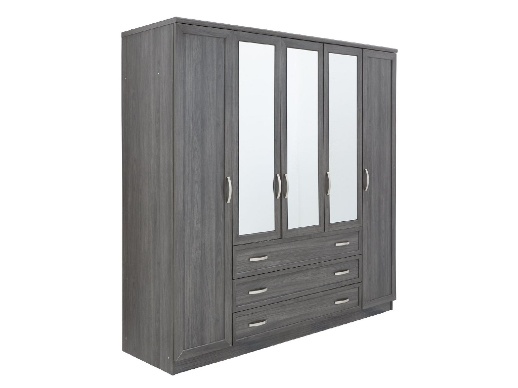 Camberley 5 Door 3 Drawer Mirrored Wardrobe Furnish In Style