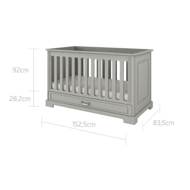 Ines Neutral Grey Cot / Toddler Bed